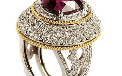 Stambolian Rubelite Two-Tone Gold and Diamond Ring