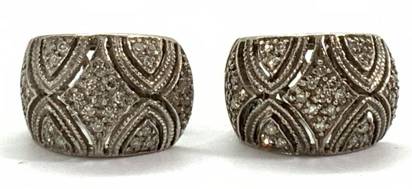 Sterling Silver Diamond Cuff Earrings
