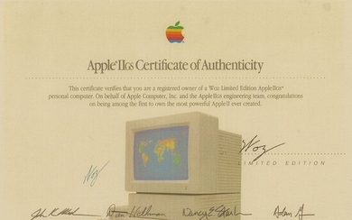 Steve Wozniak Signed Apple IIGS Certificate of Authenticity