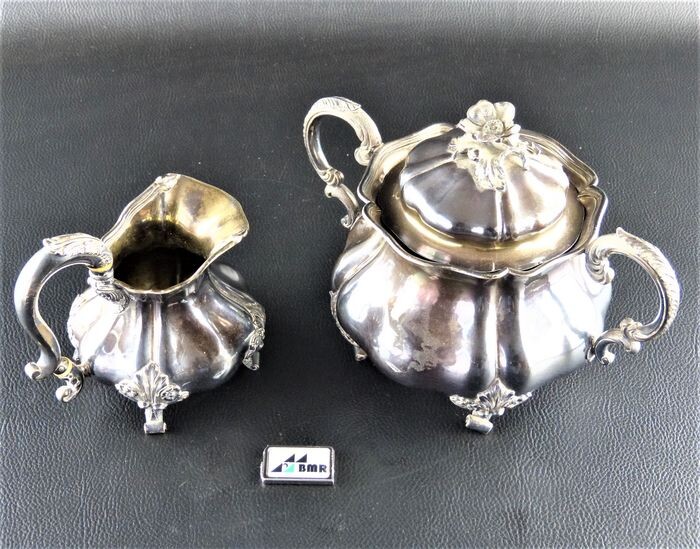 Sugar and cream set - .950 silver - France - Mid 19th century
