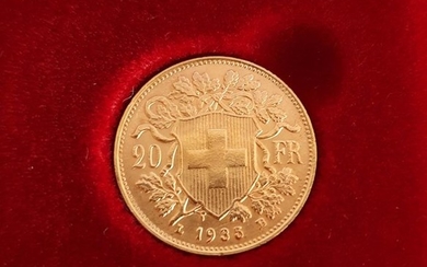 Switzerland - 20 Francs 1935 LB Vreneli- Gold