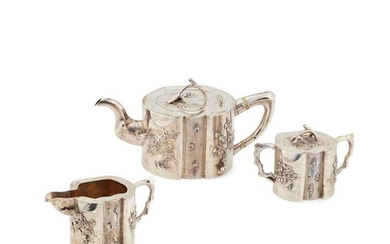 THREE-PIECE EXPORT SILVER TEA SERVICE LATE QING DYNASTY-REPUBLIC PERIOD, 19TH-20TH CENTURY