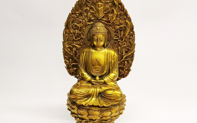 TIBETAN FIGURE OF A SEATED BUDDHA.