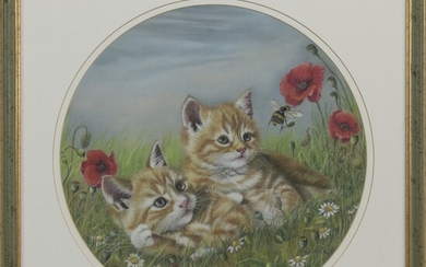 TWO KITTENS, A MIXED MEDIA BY JANET PIDOUX