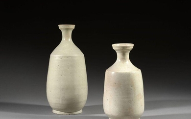 TWO PORCELAIN VASES WITH WHITE ICE, Korea, Choseon Dynasty (1392-1897)...