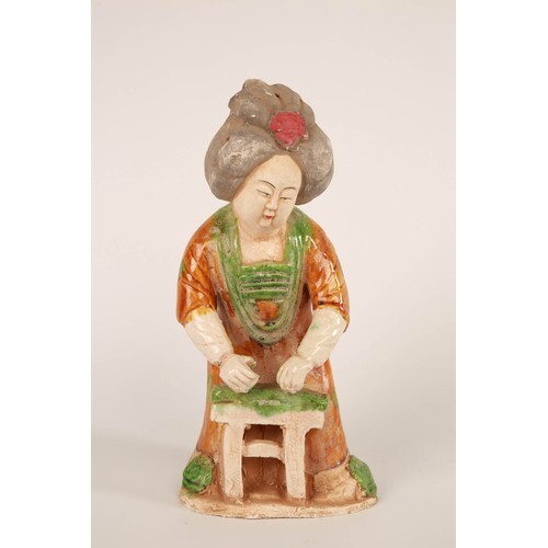 Tang style 'Orange dress' Chinese Woman, glazed and painted ...