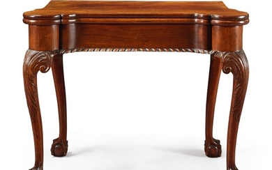 The Schuyler Family Very Fine and Rare Chippendale Carved and Figured Mahogany Turret-Top Card Table, New York, circa 1760