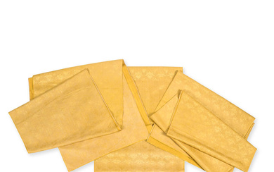 Three yellow silk droguet panels Late 18th century, probably French...