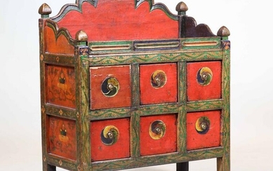 Tibetan Painted Diminutive Apothecary Cabinet