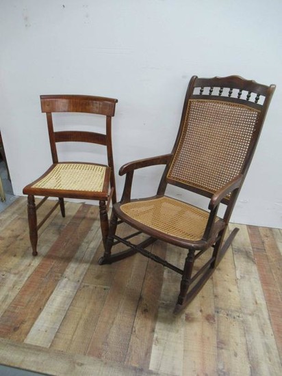 Tiger Maple Caned Seat Side Chair