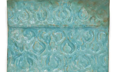 To Be Sold With No Reserve A rectangular turquoise glazed moulded pottery...