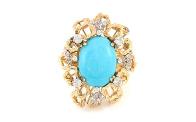 Turquoise and Diamonds Ring
