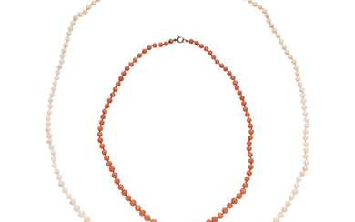 Two Coral Bead Necklaces