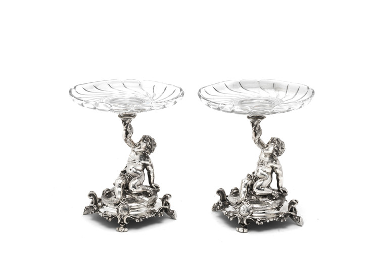 Two French silver-plated tazzas