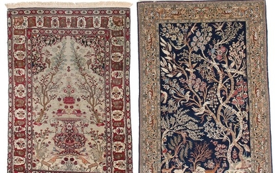 Two Persian rugs. Qum and Isfahan. 214×135 cm. 202×131 cm.(2)
