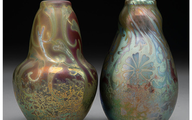 Two Weller Pottery Sicard Vases (circa 1905)