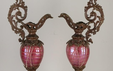 Two historicism glass neo renaissance vases with
