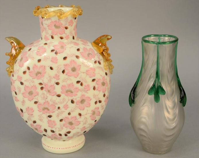 Two vases to include opaque white glass vase having