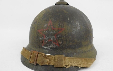 USSR. SOHLBERG M1917 steel helmet painted green, red...