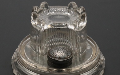 Unusual Crown Type Glass Inkwell, Late 19th Century