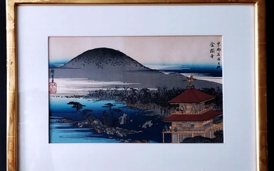 Utagawa Hiroshige: Kinkaku-ji 1834 Ukio-e Woodblock