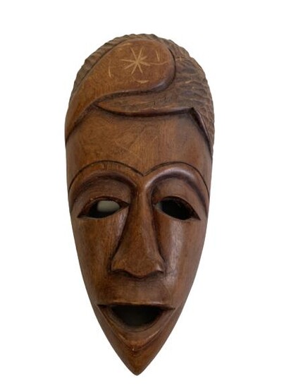 VINTAGE AFRICAN STYLE CARVED WOOD TRIBAL MASK 12"