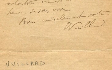 VUILLARD EDOUARD: (1868-1940) French Painter. Brief A.L.S., E Vuillard, one page, 8vo (folding lette...