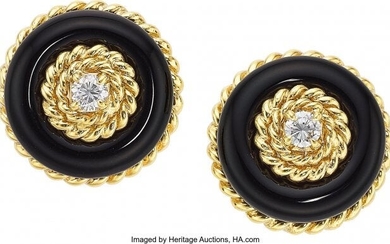 Van Cleef & Arpels Diamond, Black Onyx, Gold Earrings