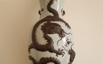 Vase (1) - Porcelain - Nanking dragon craquelé - China - 19th century