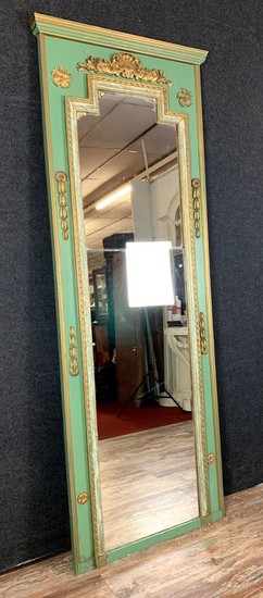 Very large Louis XVI style pier glass in lacquered and gilded wood - Wood - 1900