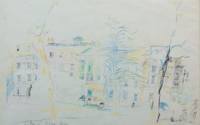 Victoria Phyllis Marshall Littna, British 1921-1991- St George's Hospital, 1952; coloured pencil and black crayon on paper, signed, inscribed and dated in pencil, 37 x 55 cm (ARR)