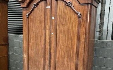Victorian Mahogany Wardrobe, stamped to back T & F Smith, with arched top & two conforming doors