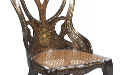 Victorian Mother-of-Pearl Inlaid Caned Seat Side Chair