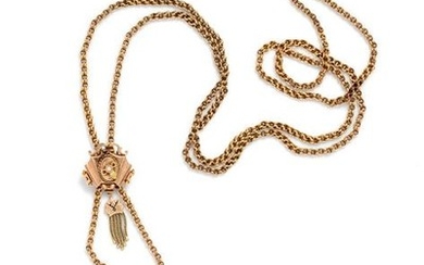 Victorian, Yellow Gold Longchain and Slide Necklace