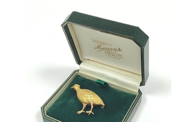 Victorian gold brooch modelled as a partridge, nicely engrav...