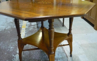 Victorian rosewood octagonal two tier occasional table on turned...