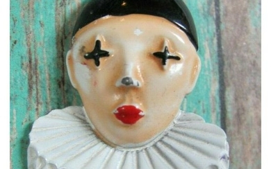 Vintage Clown Pierrot Brooch Pin