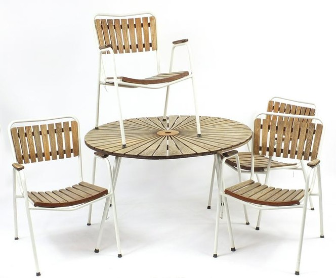 Vintage Danish teak sunburst design folding table and