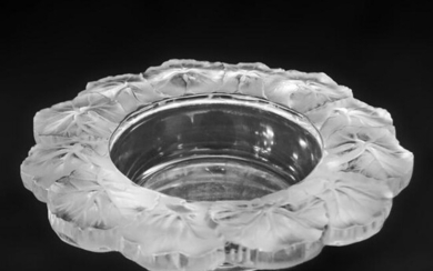 Vintage French Lalique Crystal Opalescent Floral Bowl