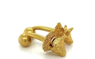 Vintage Iconic Lalaounis Yellow Gold Bull Head Cufflinks