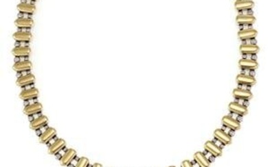 Vintage Quadri 18k Two Tone Gold Bar Link Collar Necklace 61gr