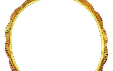 Vintage Scalloped Yellow Gold Choker Necklace