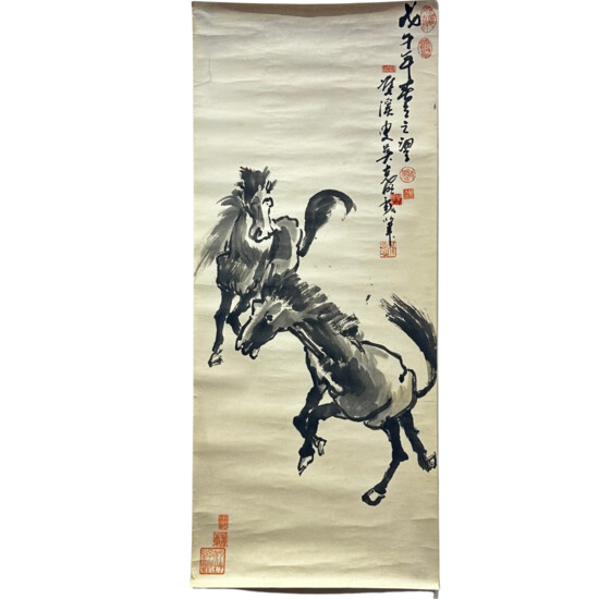 吴克明 水墨画 奔马 WU KEMING CHINESE INK AND COLOR PAINTING GALLOPING HORSES