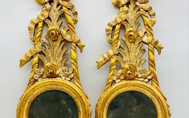 Wall mirror, Two Cornucopias (2) - Louis XV Style - Gilt, Wood - Ca. 1900