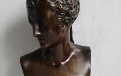 Wedlug Jean Goujon (1510-1566) - Bust, Sculpture, Diana Artemida, a cruel archer (1) - Renaissance Style - Bronze (patinated) - around 1900