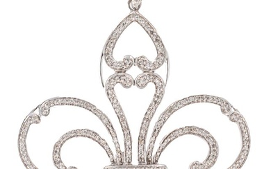 White Gold and Diamond Fleur de Lis Pendant