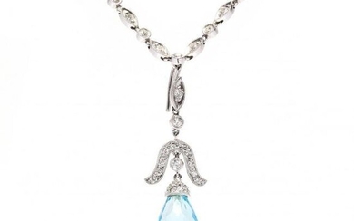 White Gold and Diamond Necklace with Topaz Enhancer