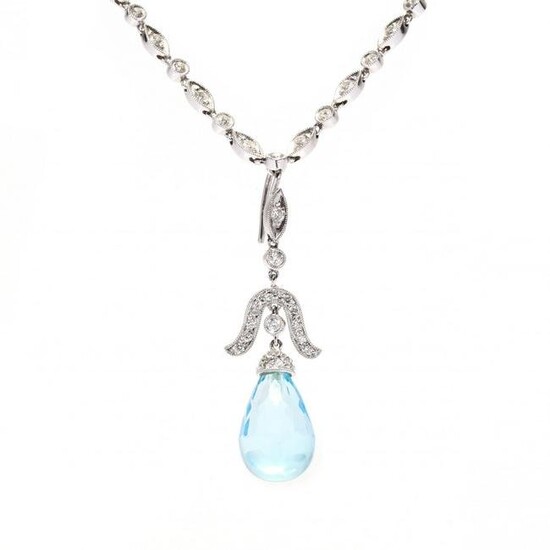 White Gold and Diamond Necklace with Topaz Enhancer
