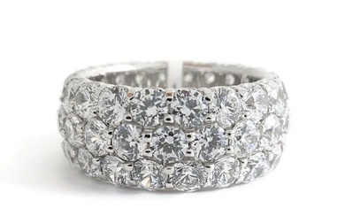 Wide CZ Cubic Zirconia Eternity Wedding Band Ring Sterling Silver, 11.24 Grams