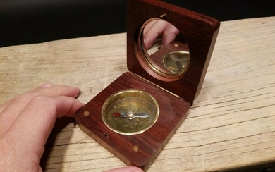 Wood and Brass Anchor Compass